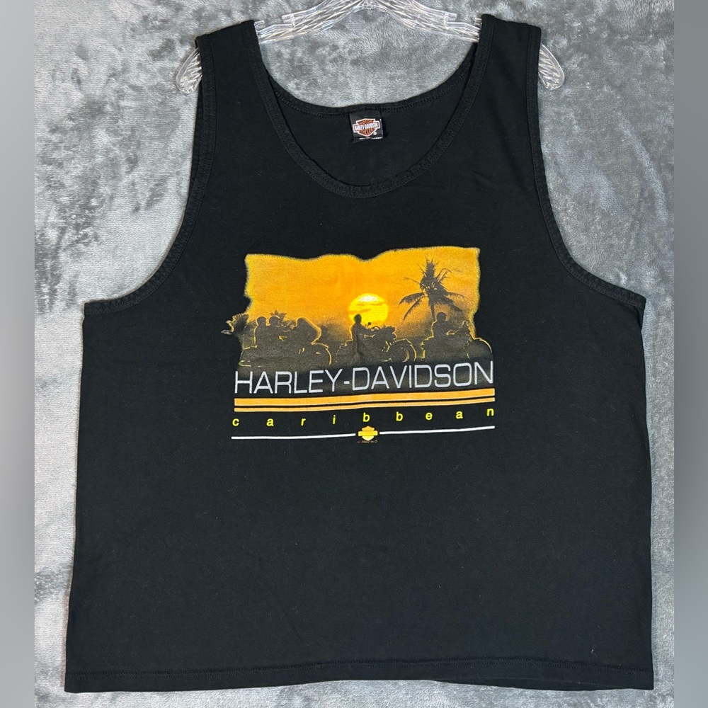 Vintage 90s Harley Davidson tank top Silver Eagle Aruba Dutch Caribbean Size L